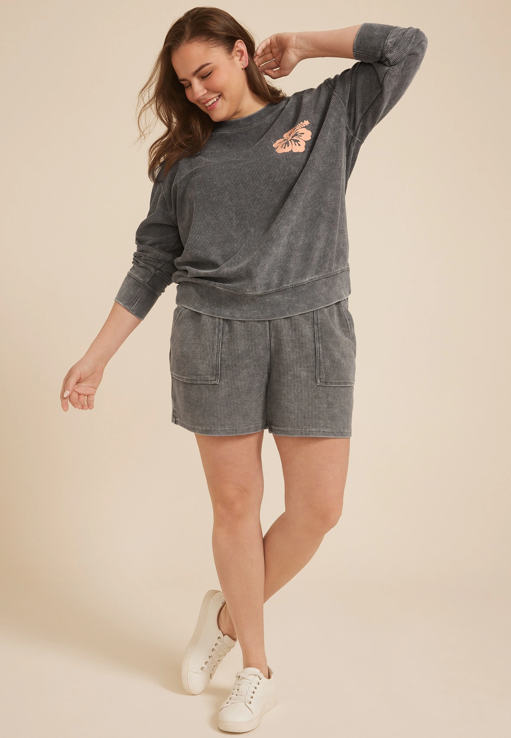 Plus Size Corded Floral Crew Neck Sweatshirt 12 Plus Size Corded Floral Crew Neck Sweatshirt