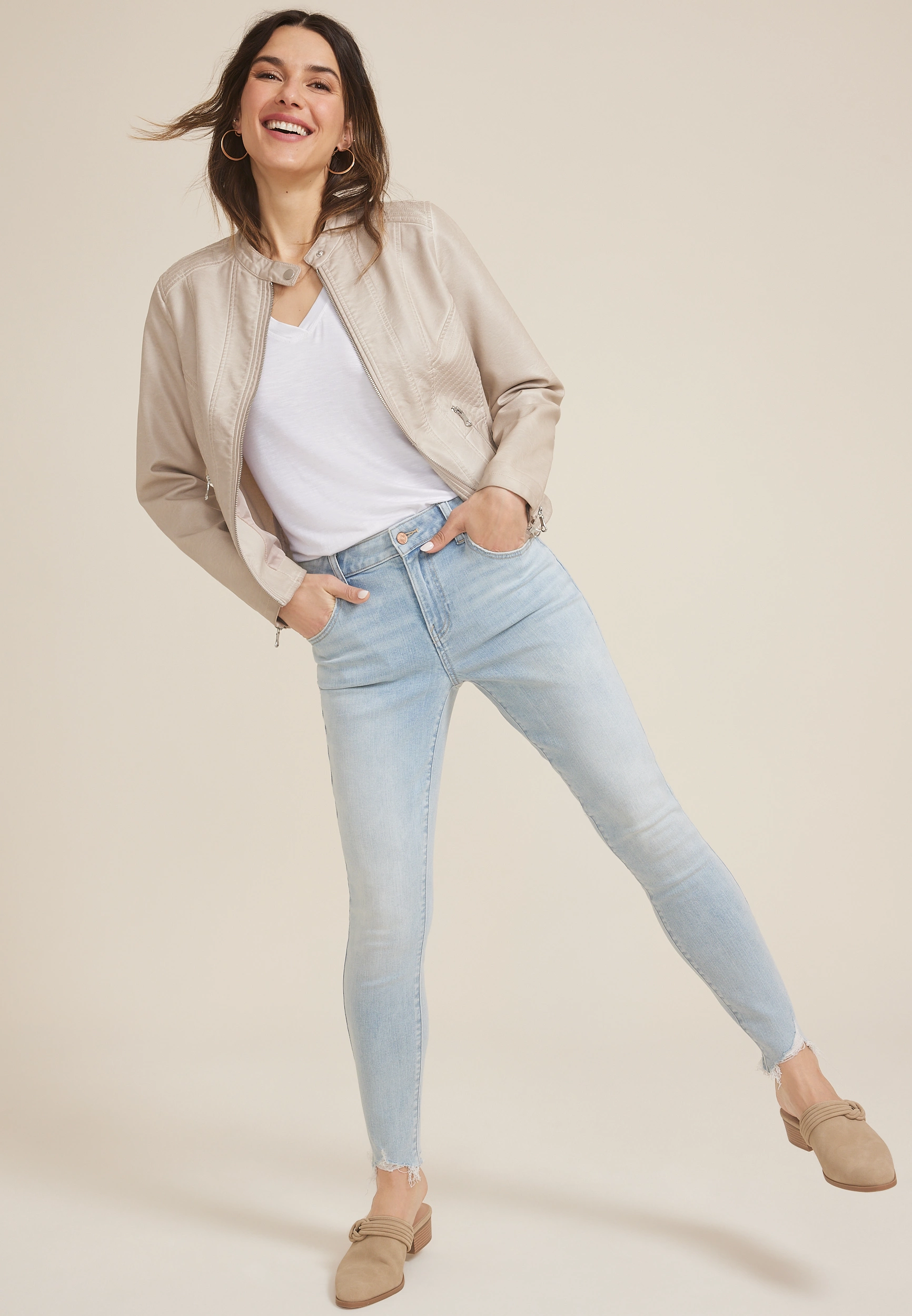 m jeans by maurices鈩?Light High Rise Ripped Hem Ankle Jegging 12 m jeans by maurices鈩?Light High Rise Ripped Hem Ankle Jegging