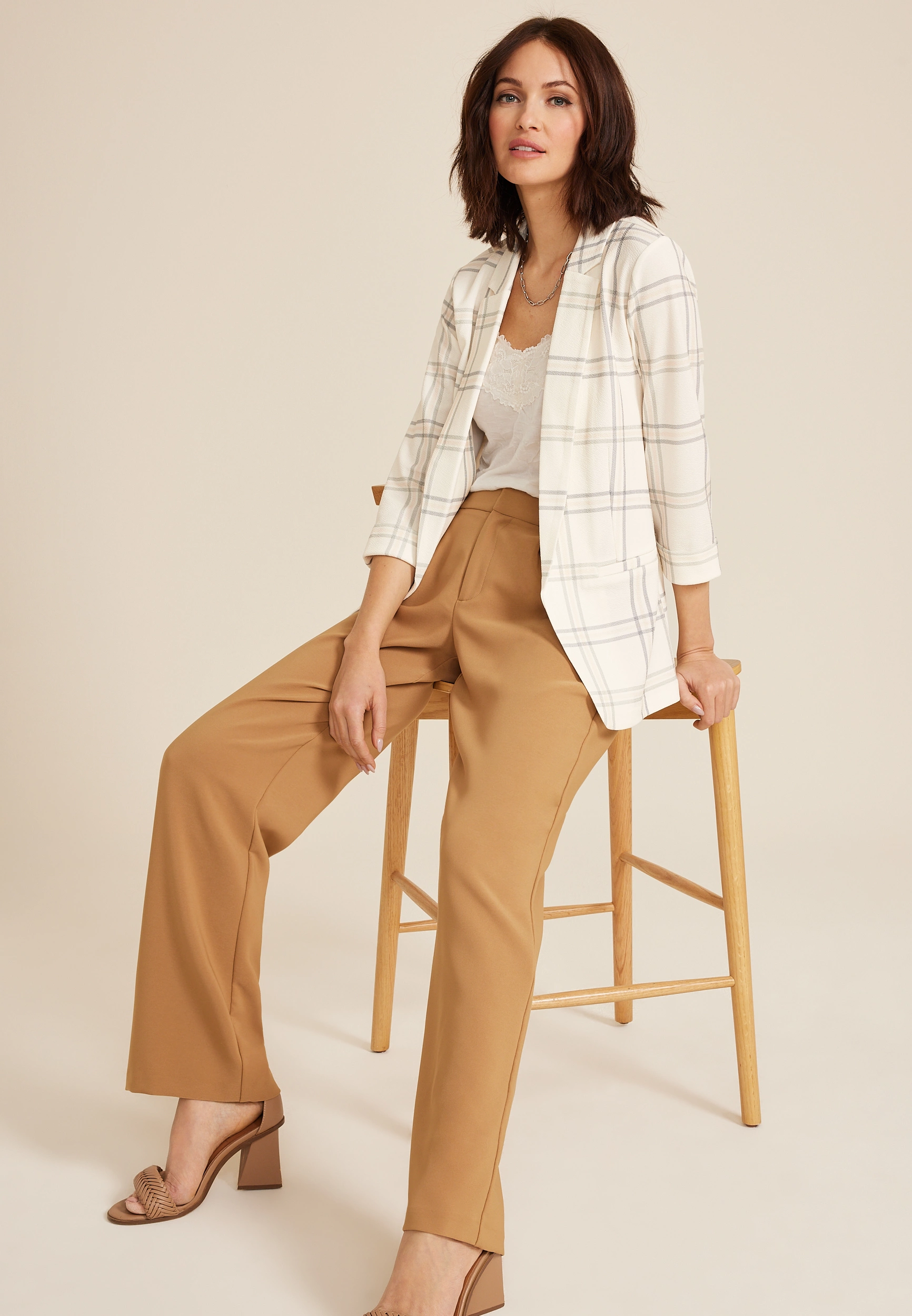 Windowpane Plaid Versa Open Front Blazer 12 Windowpane Plaid Versa Open Front Blazer