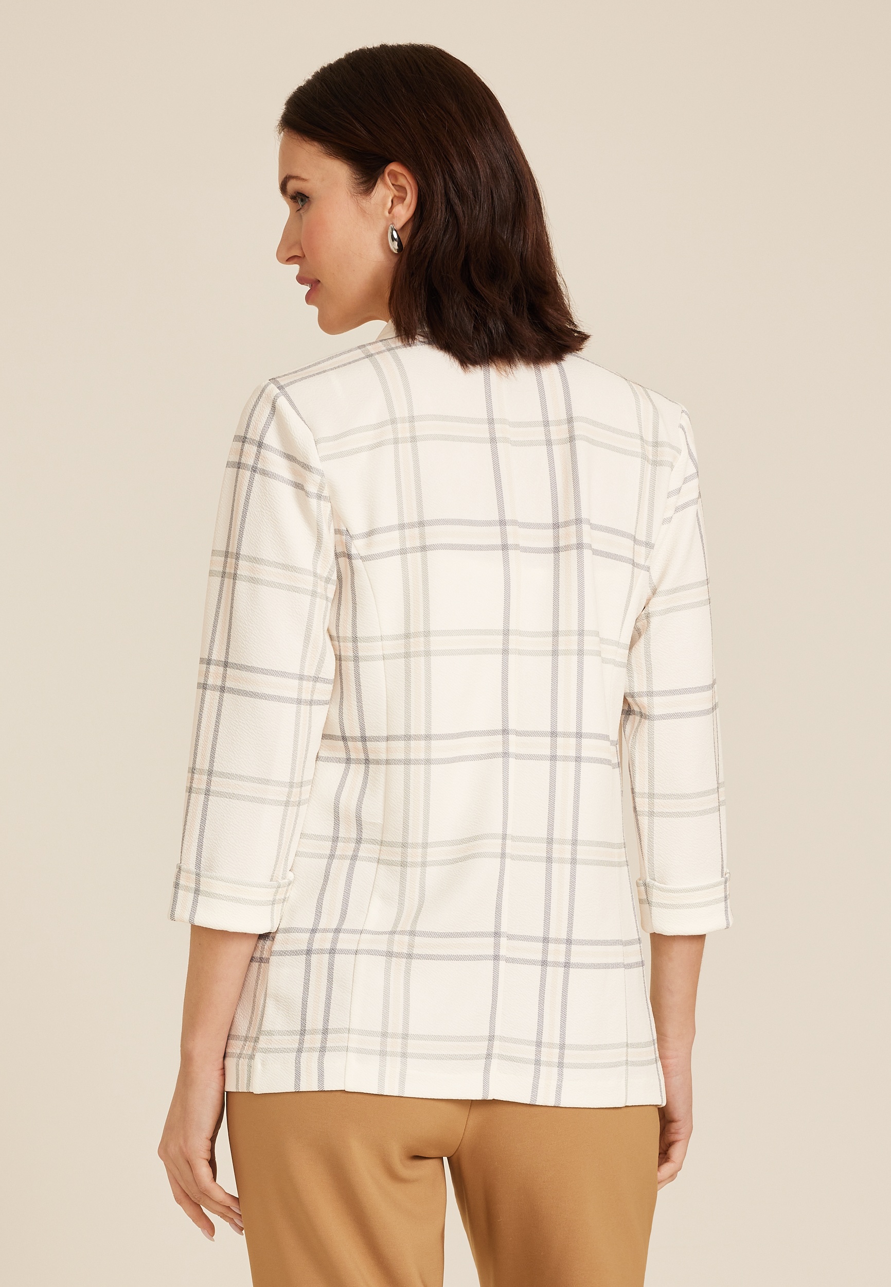 Windowpane Plaid Versa Open Front Blazer 11 Windowpane Plaid Versa Open Front Blazer