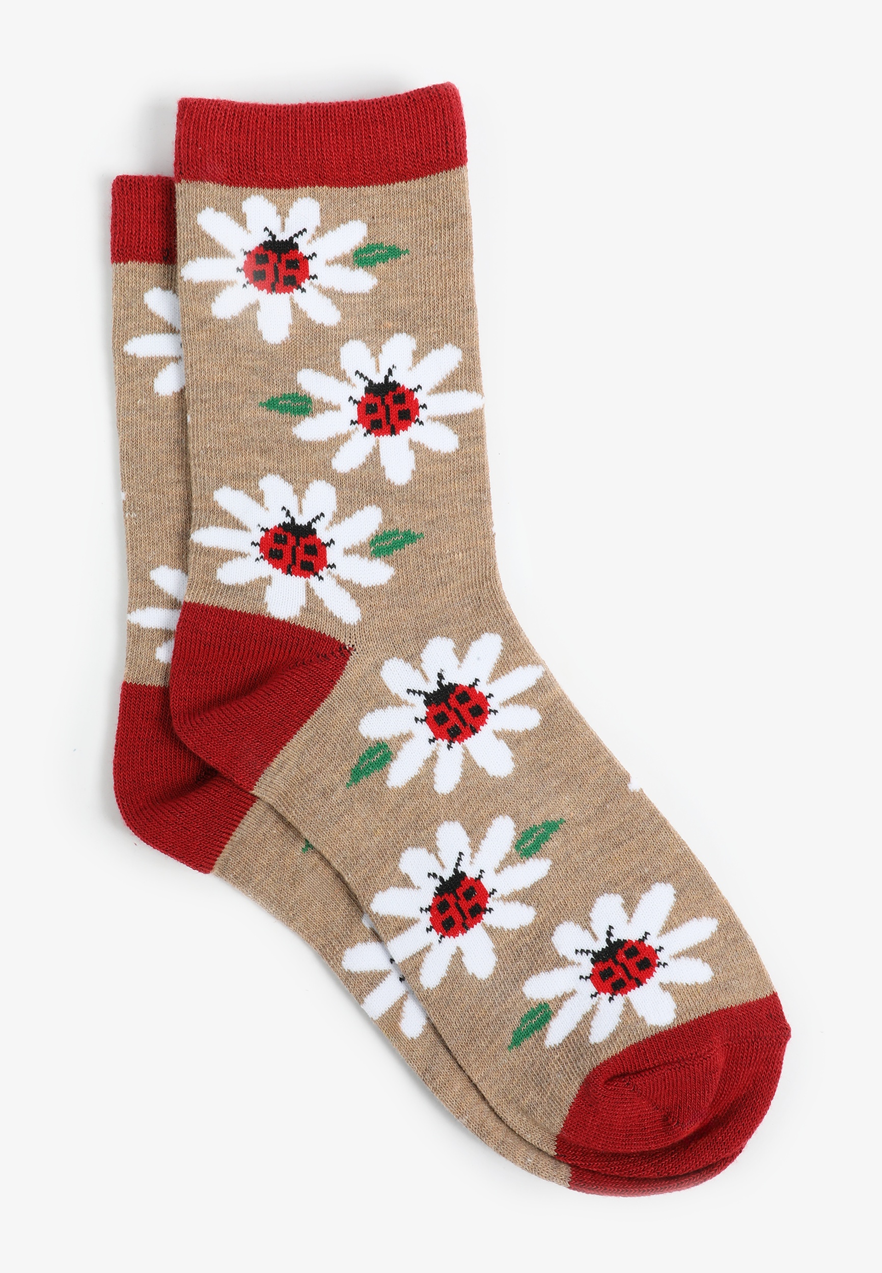 Lady Bug Floral Crew Socks