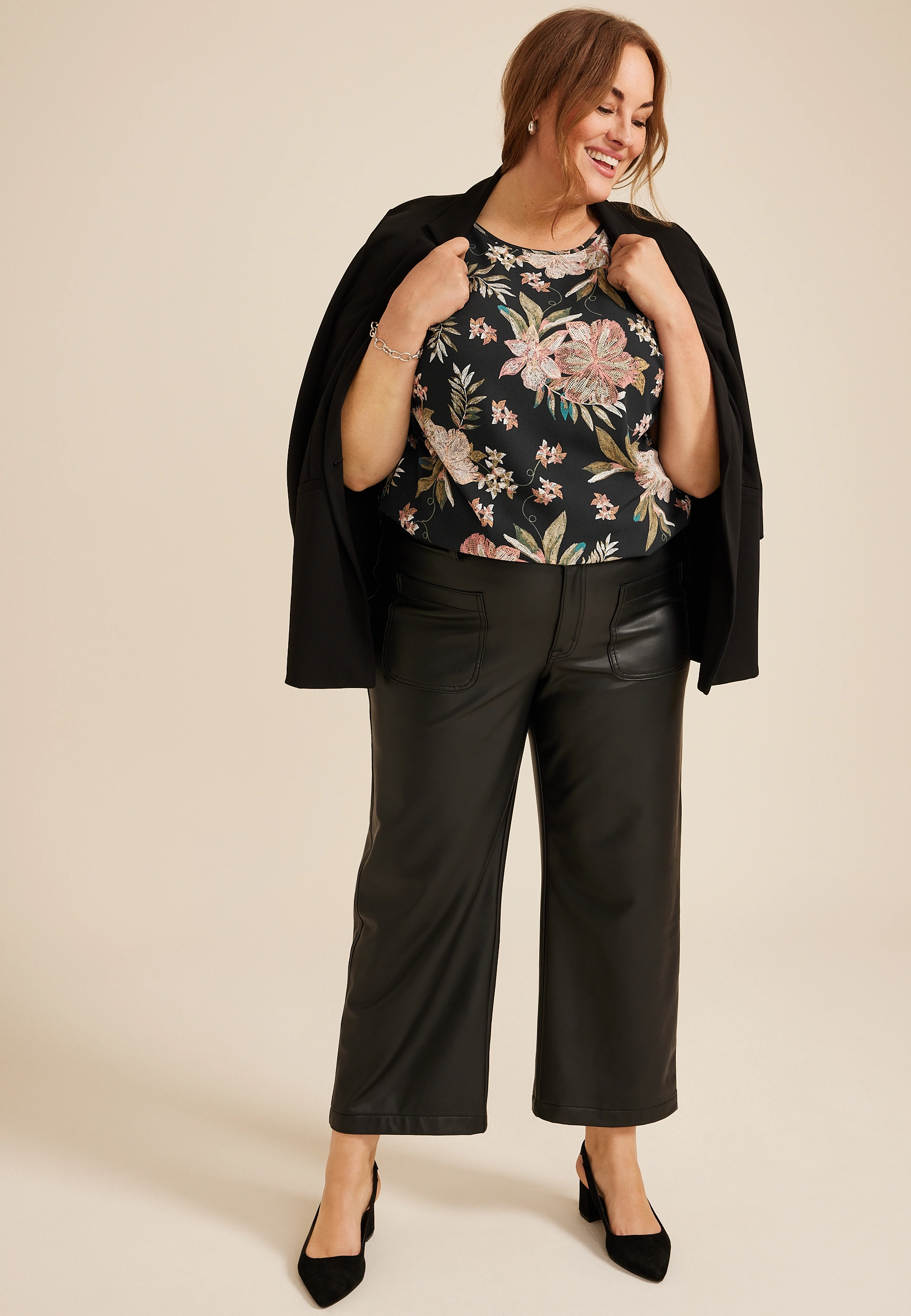 Plus Size Delton Floral Zipper Back Blouse 12 Plus Size Delton Floral Zipper Back Blouse
