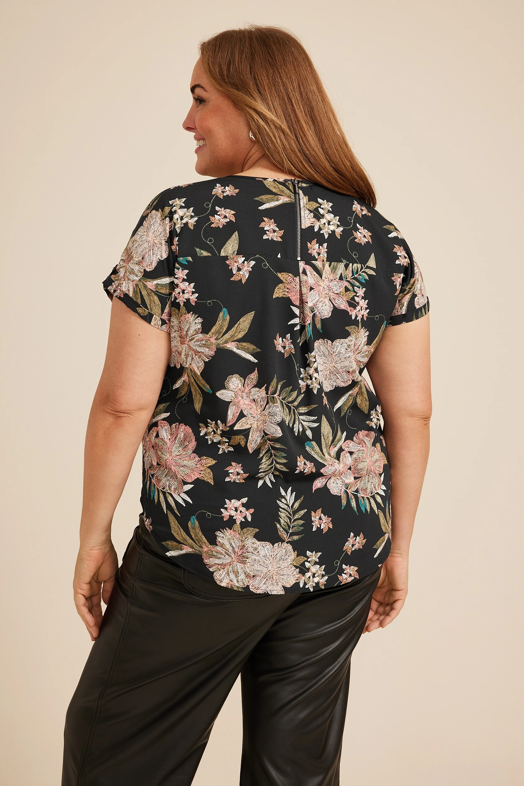 Plus Size Delton Floral Zipper Back Blouse 11 Plus Size Delton Floral Zipper Back Blouse