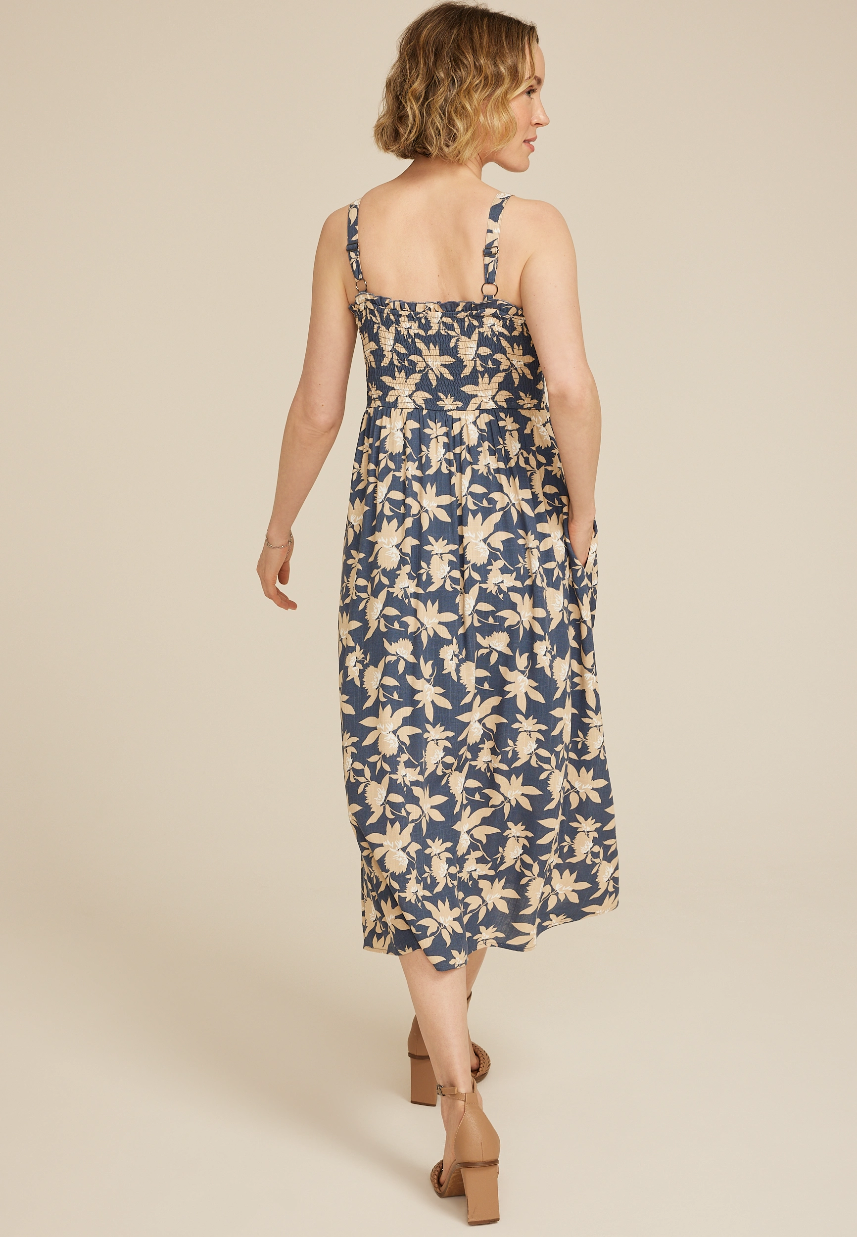 Bare Printed Smocked Midi Dress 11 Bare Printed Smocked Midi Dress