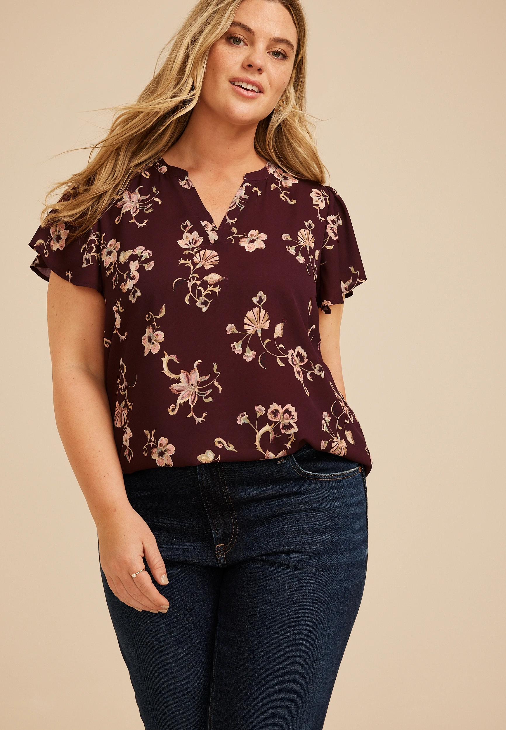 Plus Size Atwood Flutter Sleeve Blouse 1 Plus Size Atwood Flutter Sleeve Blouse
