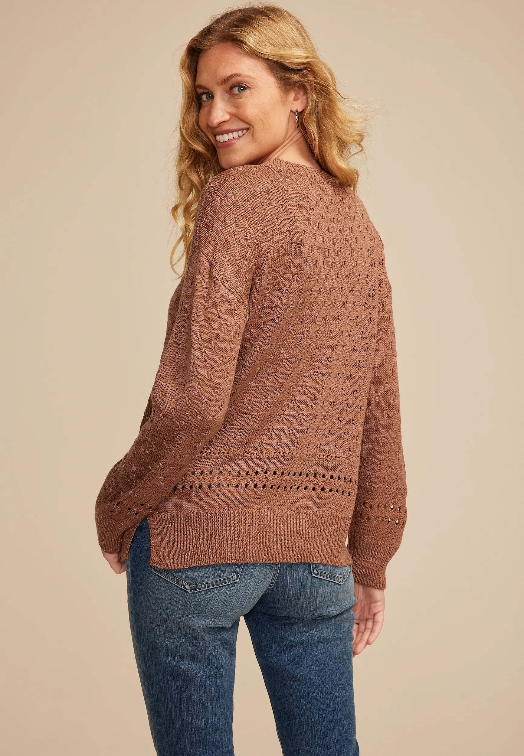 Pointelle Crew Neck Sweater 11 Pointelle Crew Neck Sweater