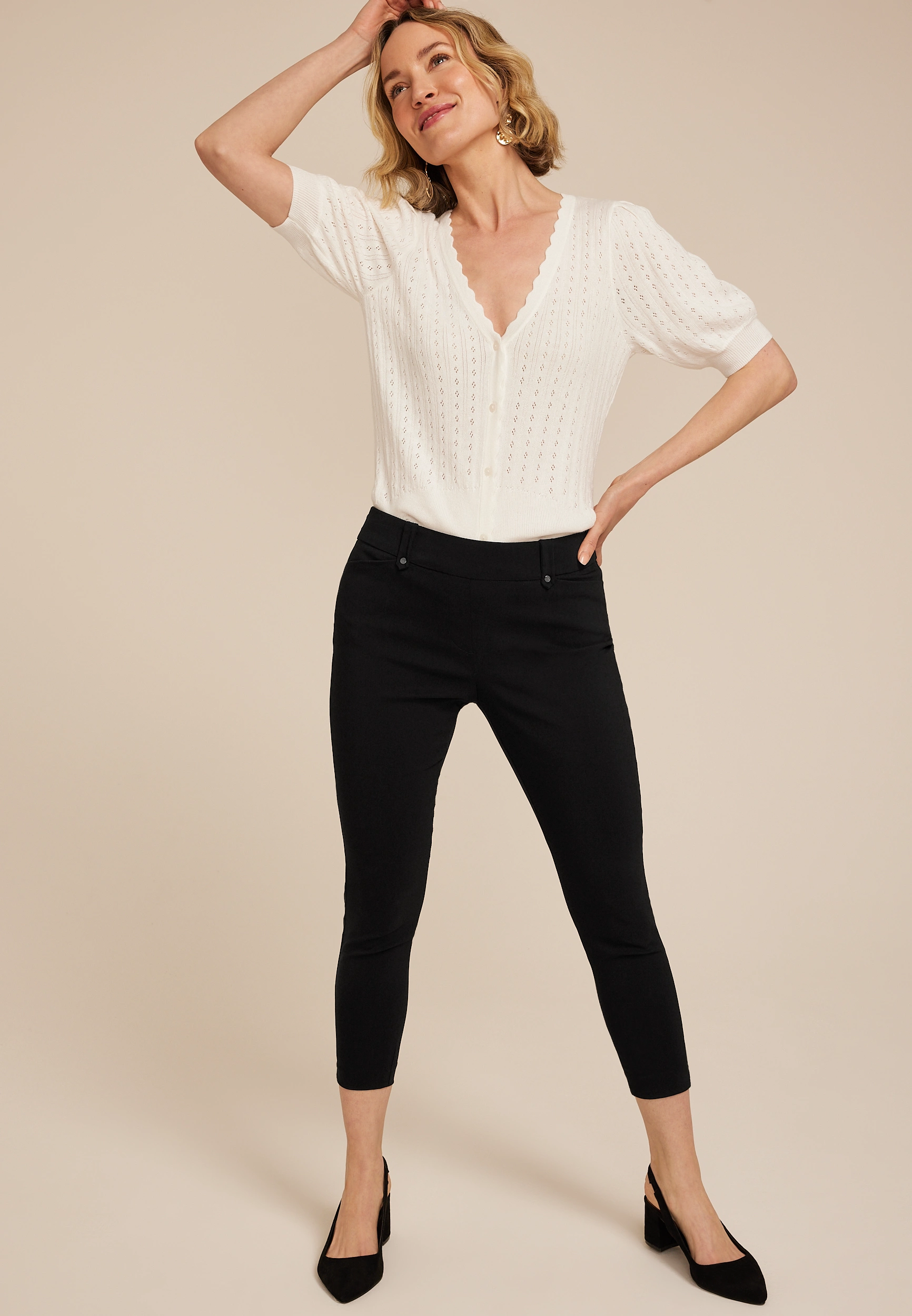 Bengaline Mid Rise Cropped Skinny Pant 1 Bengaline Mid Rise Cropped Skinny Pant