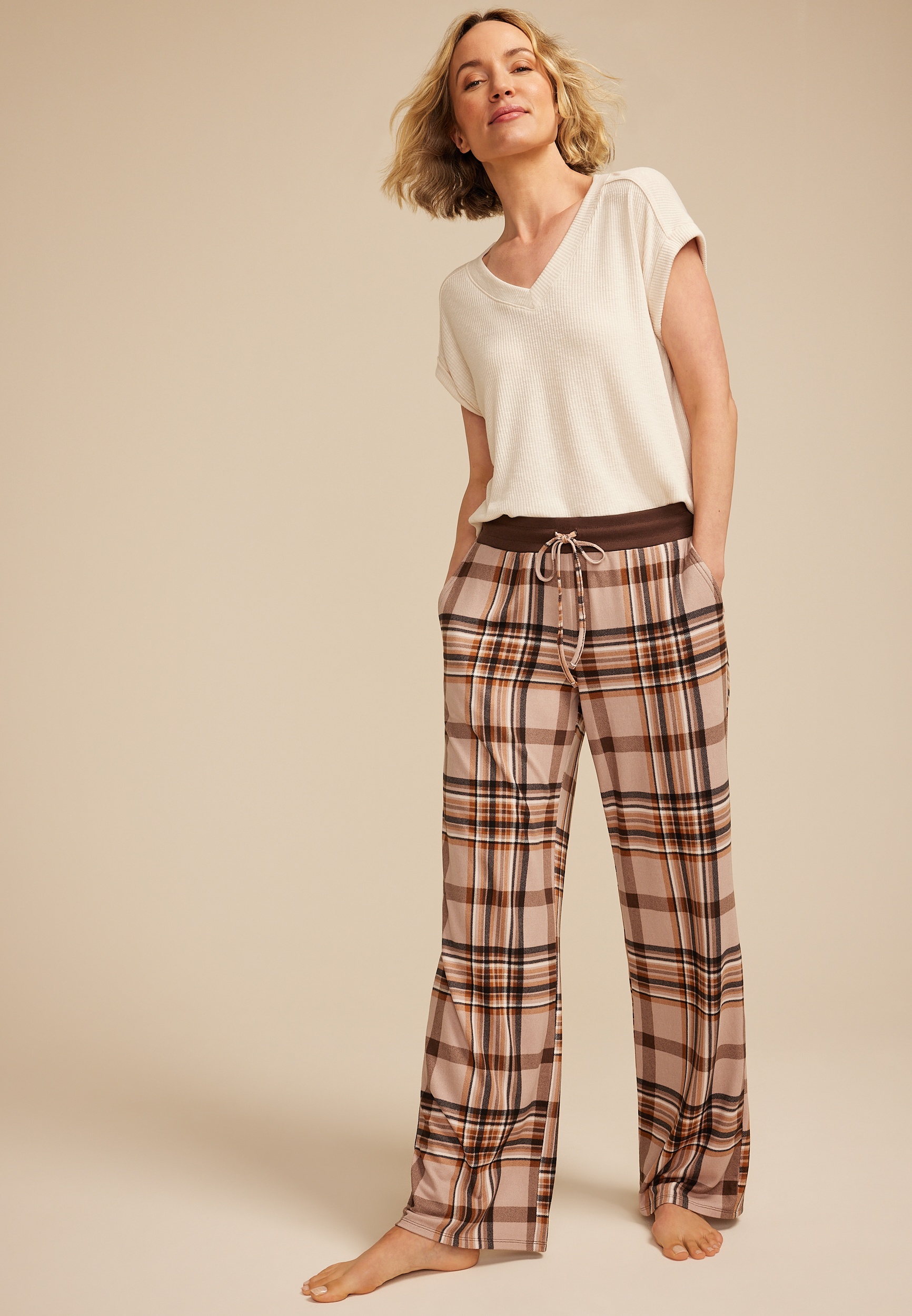 Plaid Wide Leg Pajama Pants 1 Plaid Wide Leg Pajama Pants