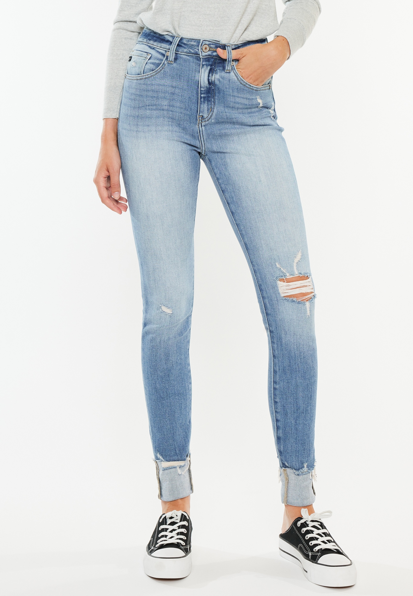 KanCan鈩?Curvy High Rise Ripped Cuffed Hem Skinny Jean 1 KanCan鈩?Curvy High Rise Ripped Cuffed Hem Skinny Jean