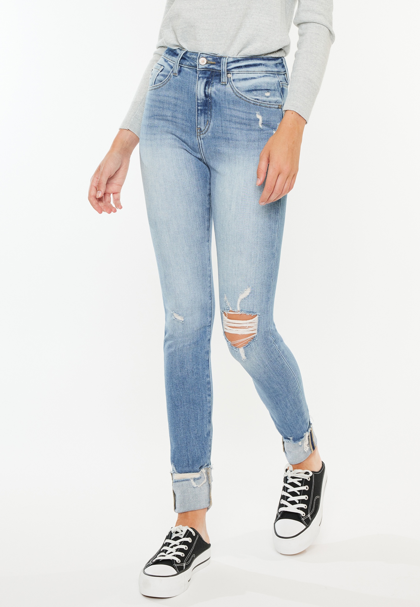 KanCan鈩?Curvy High Rise Ripped Cuffed Hem Skinny Jean 12 KanCan鈩?Curvy High Rise Ripped Cuffed Hem Skinny Jean