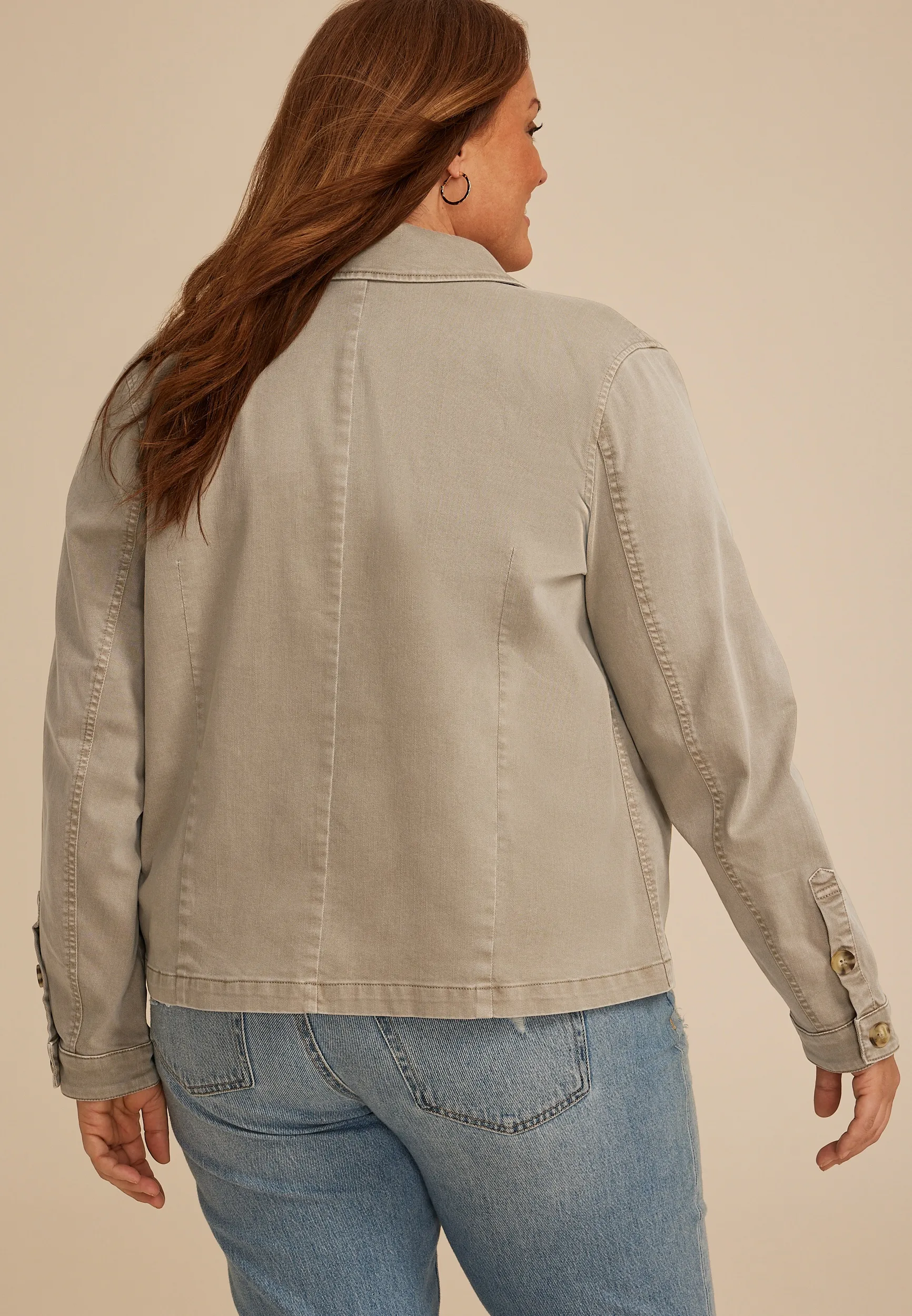 Plus Size Washed Seamed Jacket 11 Plus Size Washed Seamed Jacket