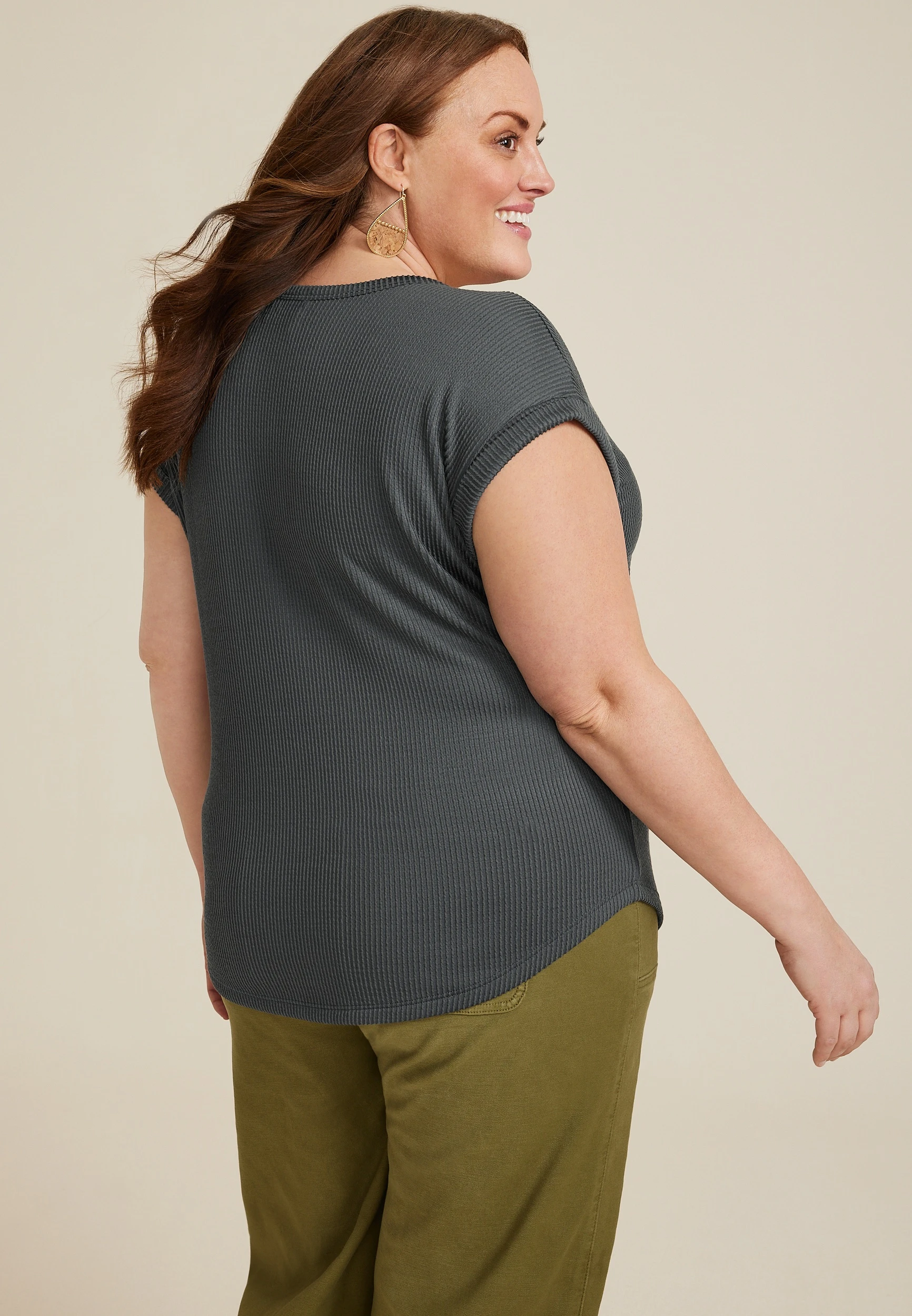 Plus Size 24/7 Clara Ribbed Tee 10 Plus Size 24/7 Clara Ribbed Tee