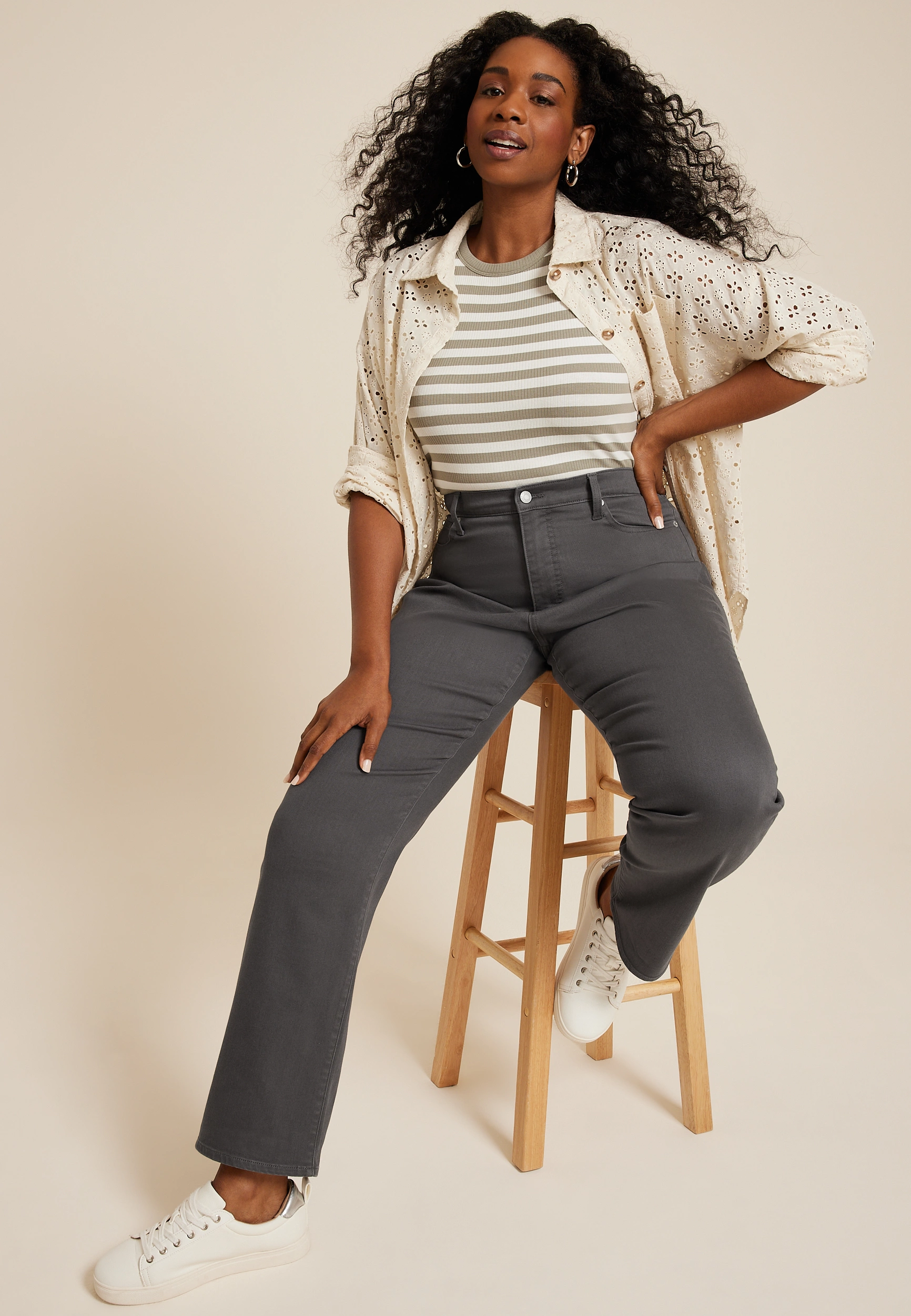 Plus Size m jeans by maurices鈩?Color High Rise Sculpt Straight Jean 12 Plus Size m jeans by maurices鈩?Color High Rise Sculpt Straight Jean