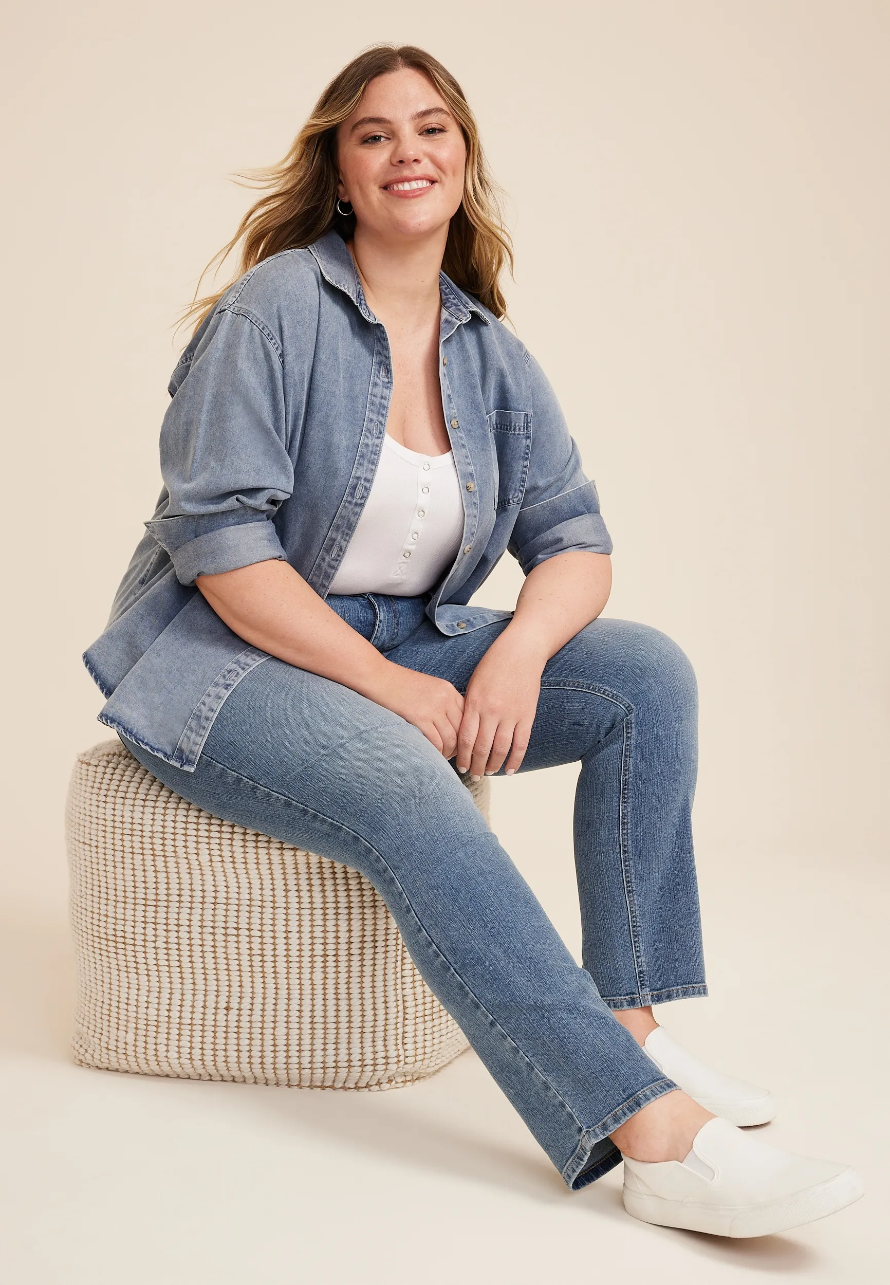 Plus Size m jeans by maurices鈩?Classic Mid Rise Slim Straight Jean 12 Plus Size m jeans by maurices鈩?Classic Mid Rise Slim Straight Jean