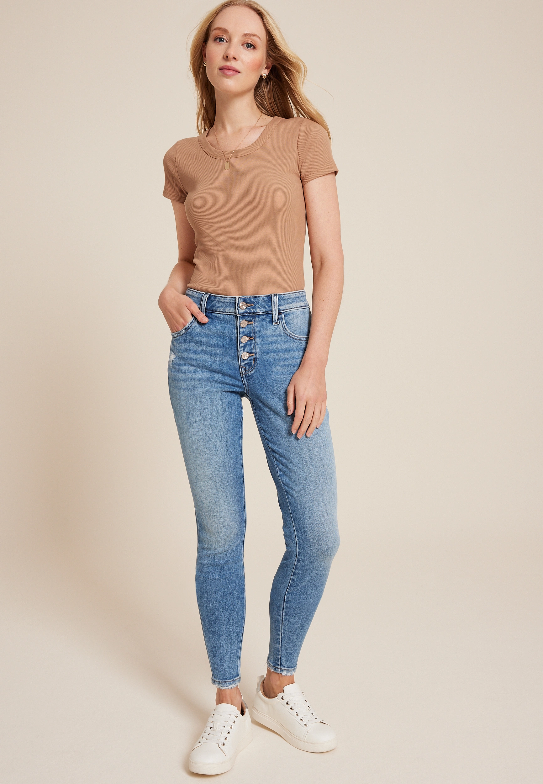 m jeans by maurices鈩?Mid Rise Button Fly Jegging 1 m jeans by maurices鈩?Mid Rise Button Fly Jegging