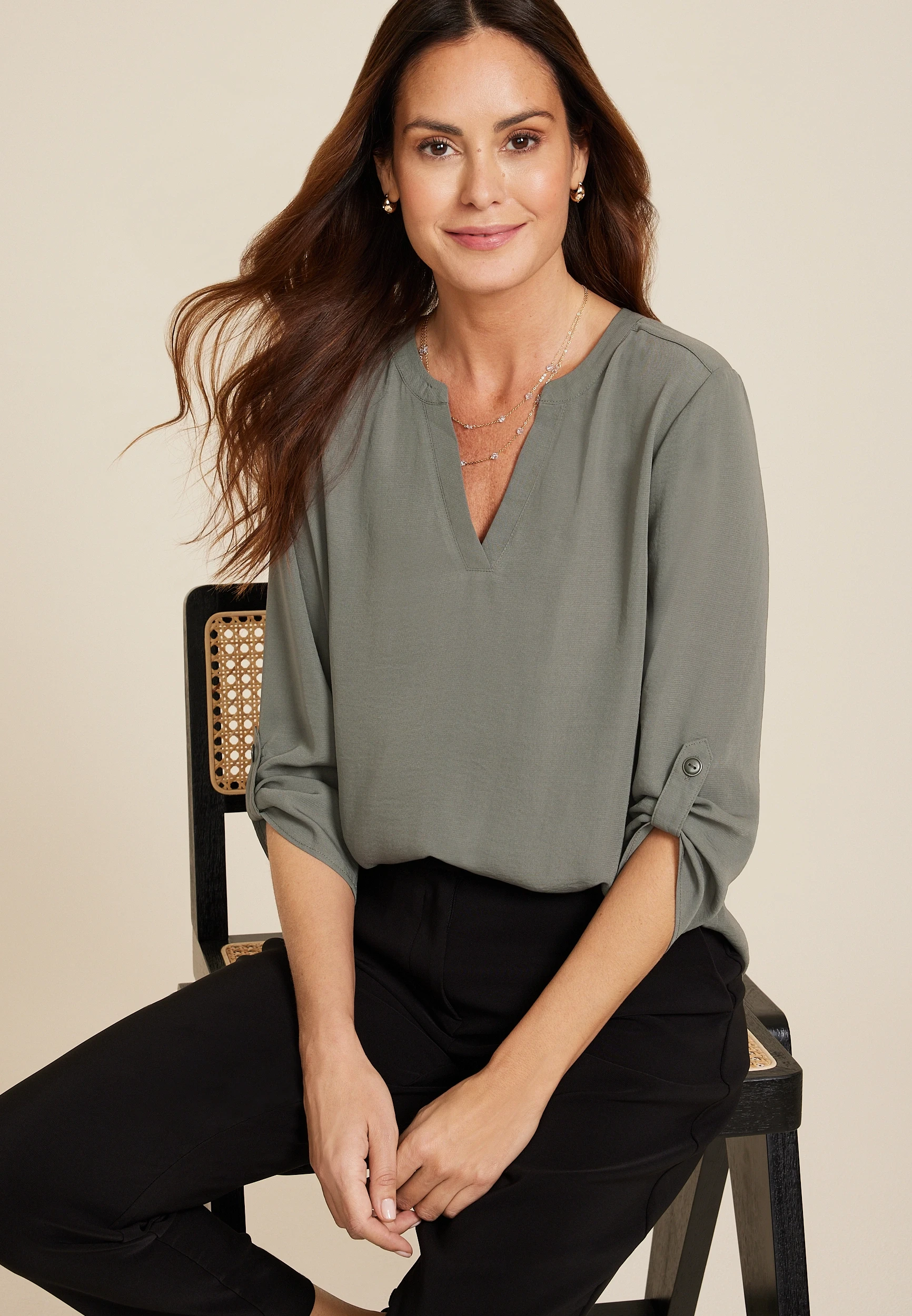 Atwood 3/4 Sleeve Popover Blouse 6 Atwood 3/4 Sleeve Popover Blouse