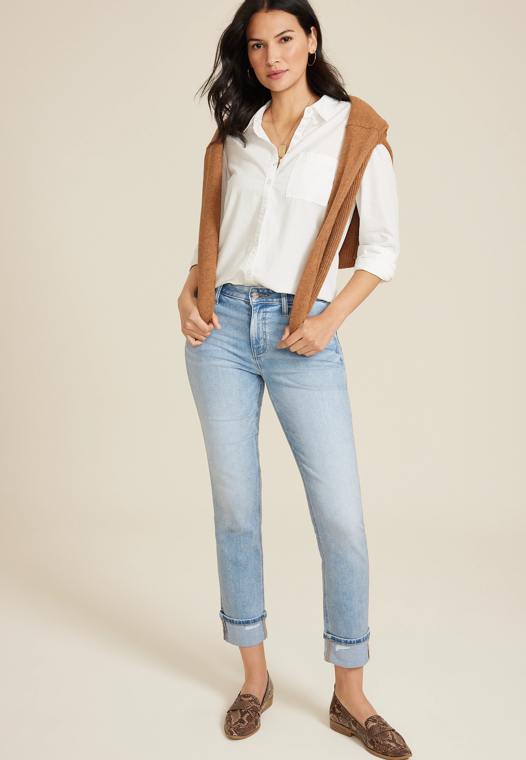 m jeans by maurices鈩?Cuffed High Rise Slim Straight Ankle Jean 1 m jeans by maurices鈩?Cuffed High Rise Slim Straight Ankle Jean