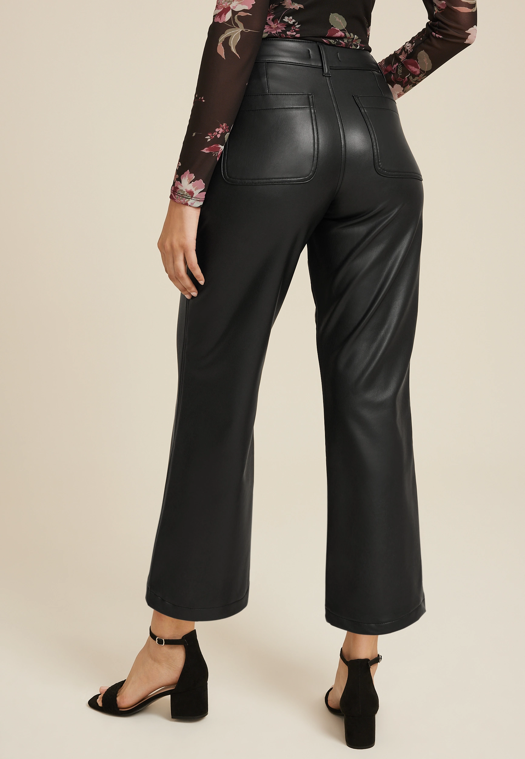 edgely鈩?Faux Leather High Rise Patch Pocket Wide Leg Pant 12 edgely鈩?Faux Leather High Rise Patch Pocket Wide Leg Pant