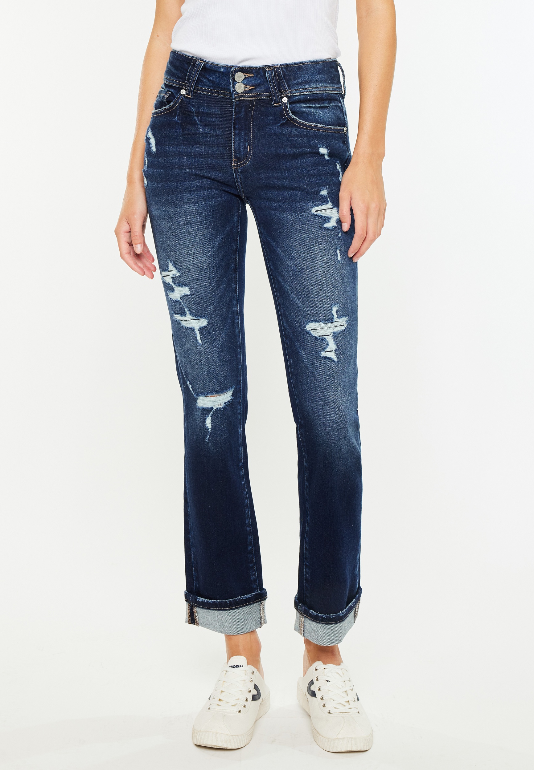 KanCan鈩?Mid Rise Open Ripped Cuff Hem Straight Ankle Jean 16 KanCan鈩?Mid Rise Open Ripped Cuff Hem Straight Ankle Jean