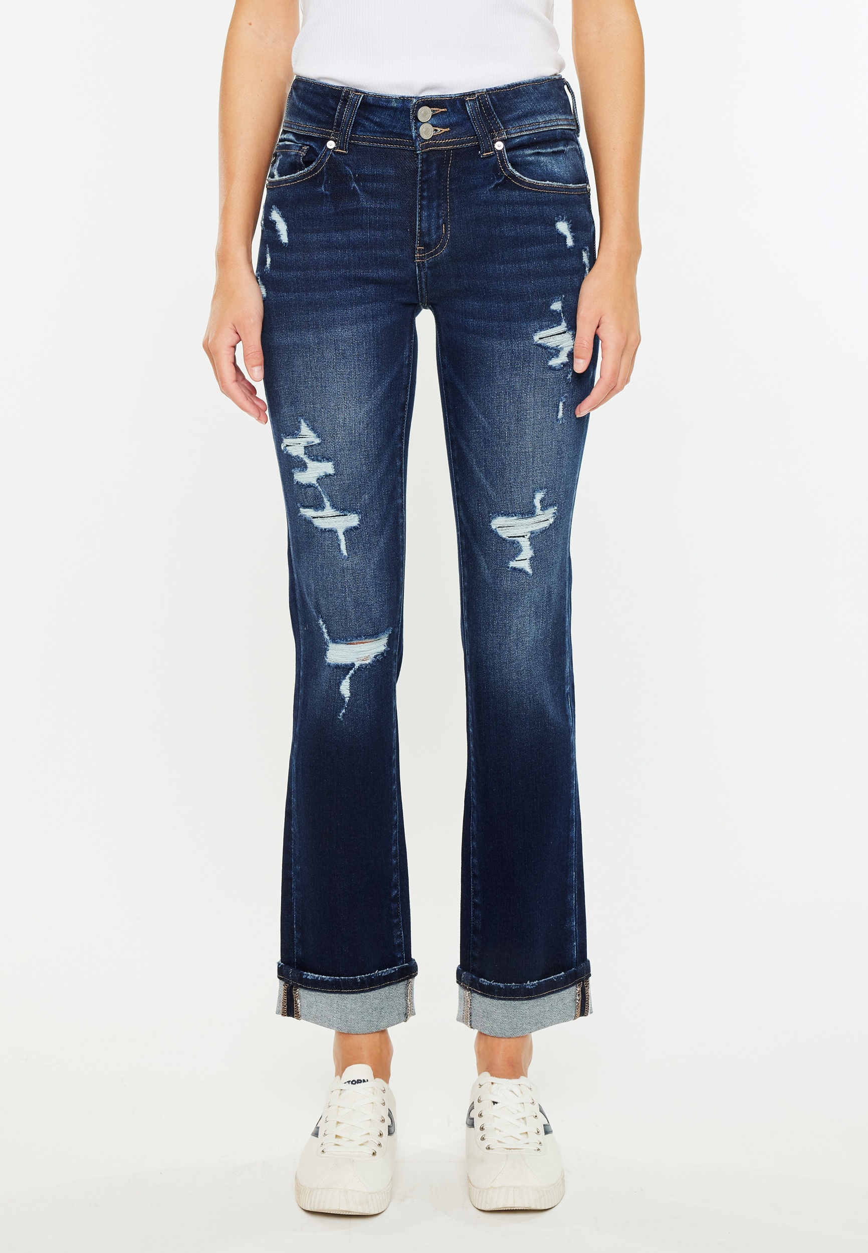 KanCan鈩?Mid Rise Open Ripped Cuff Hem Straight Ankle Jean 18 KanCan鈩?Mid Rise Open Ripped Cuff Hem Straight Ankle Jean