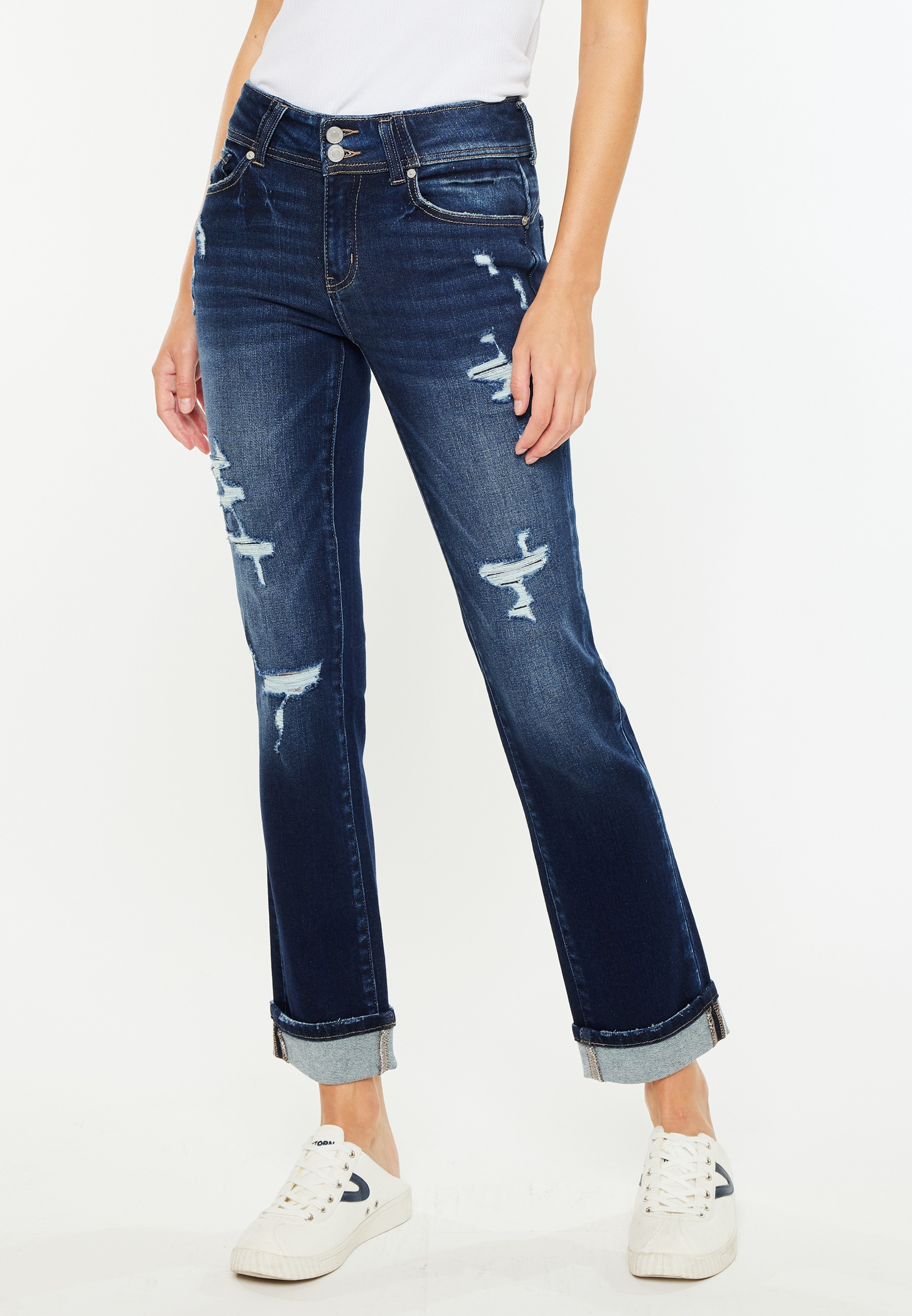 KanCan鈩?Mid Rise Open Ripped Cuff Hem Straight Ankle Jean 19 KanCan鈩?Mid Rise Open Ripped Cuff Hem Straight Ankle Jean