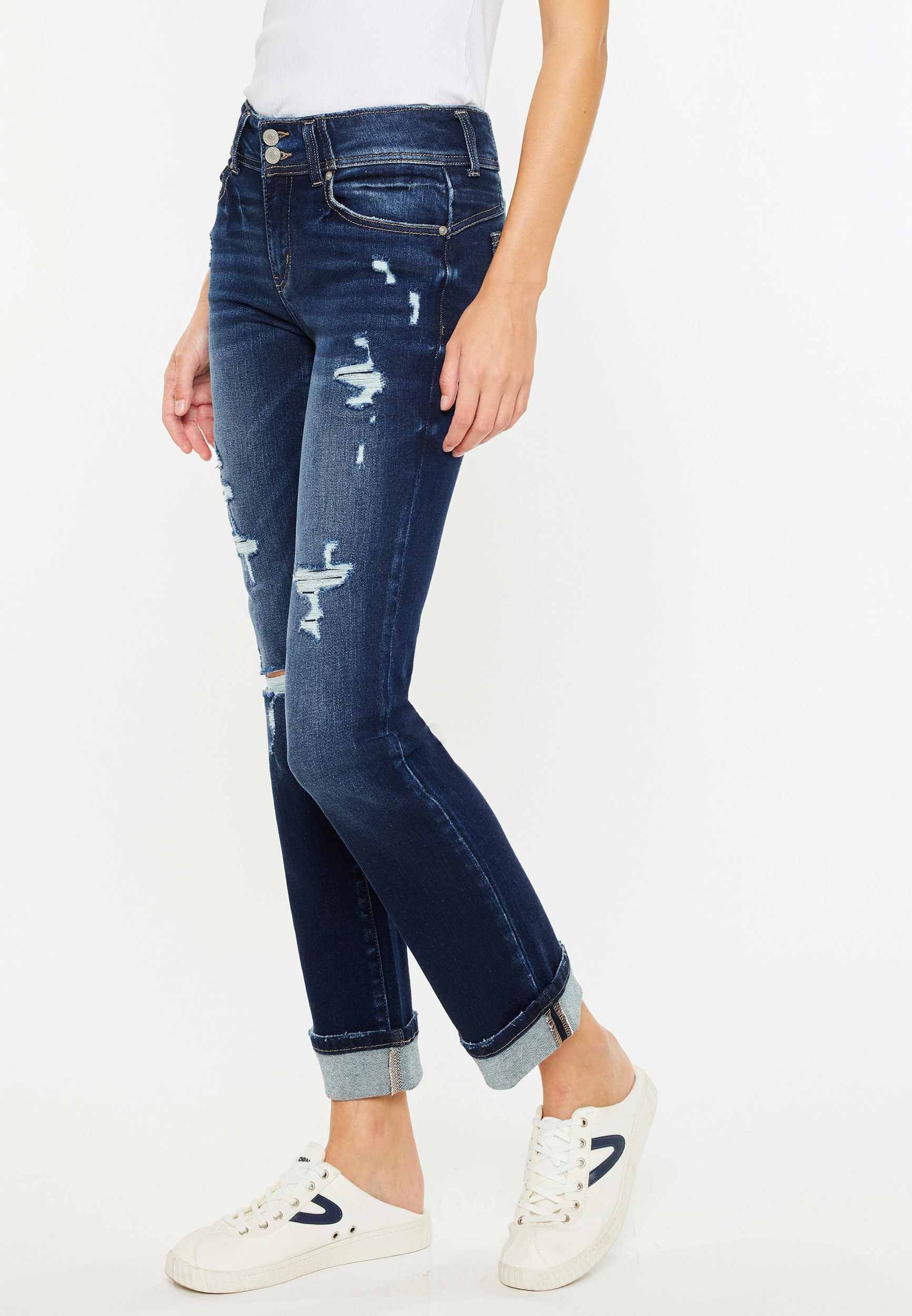 KanCan鈩?Mid Rise Open Ripped Cuff Hem Straight Ankle Jean 20 KanCan鈩?Mid Rise Open Ripped Cuff Hem Straight Ankle Jean