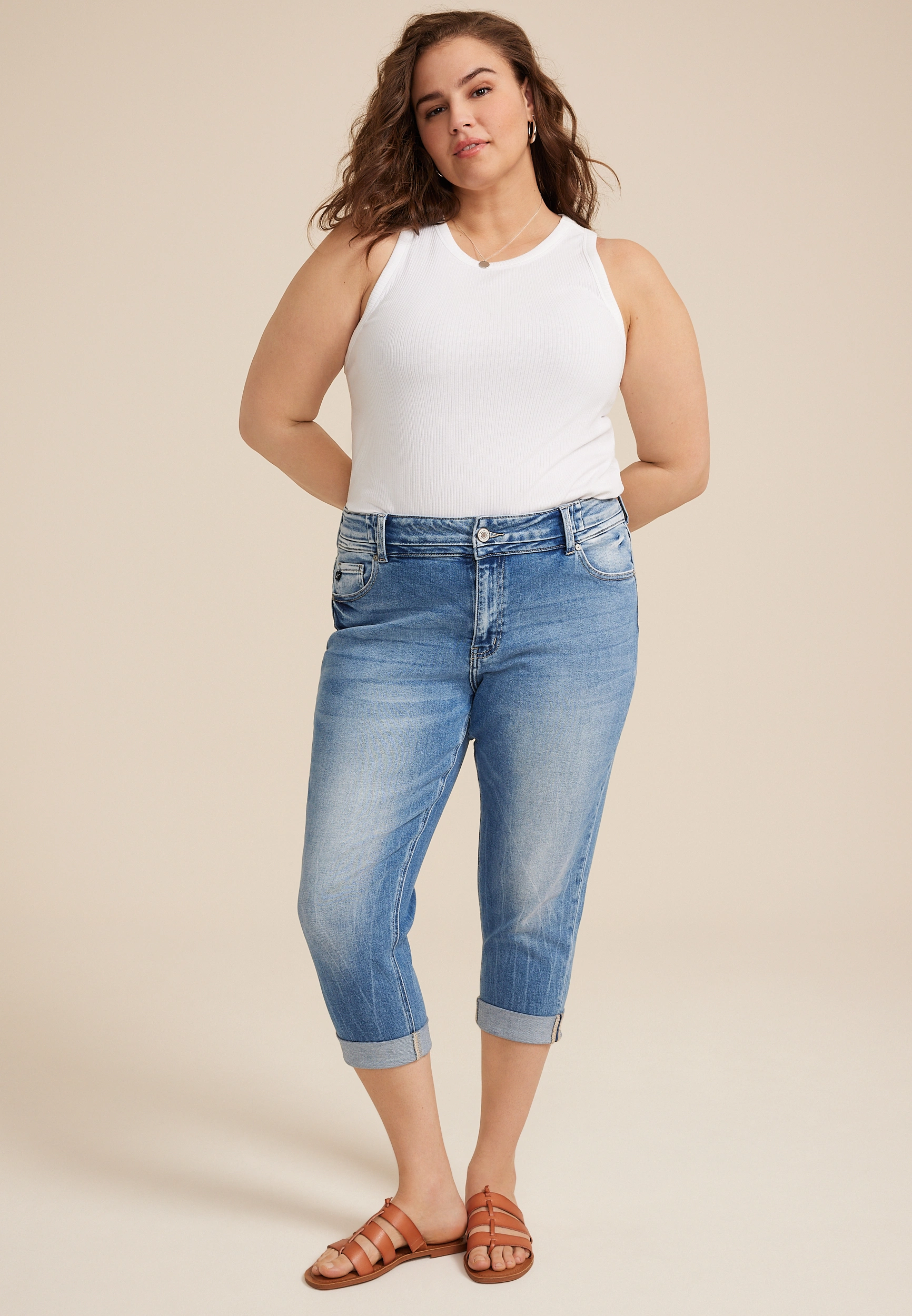 Plus Size KanCan鈩?High Rise Rolled Hem Capri 1 Plus Size KanCan鈩?High Rise Rolled Hem Capri
