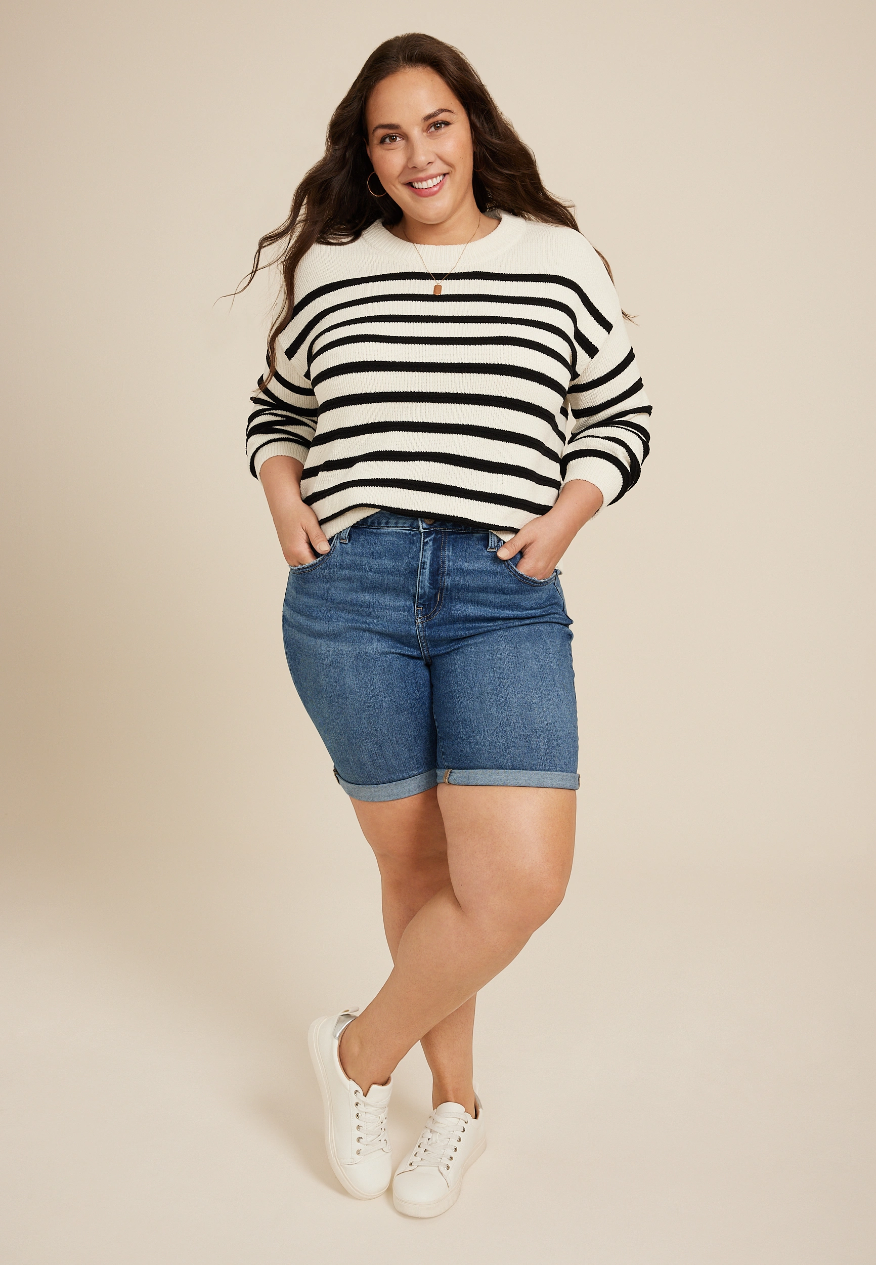 Plus Size m jeans by maurices鈩?Classic Mid Rise 8in Bermuda Short 1 Plus Size m jeans by maurices鈩?Classic Mid Rise 8in Bermuda Short