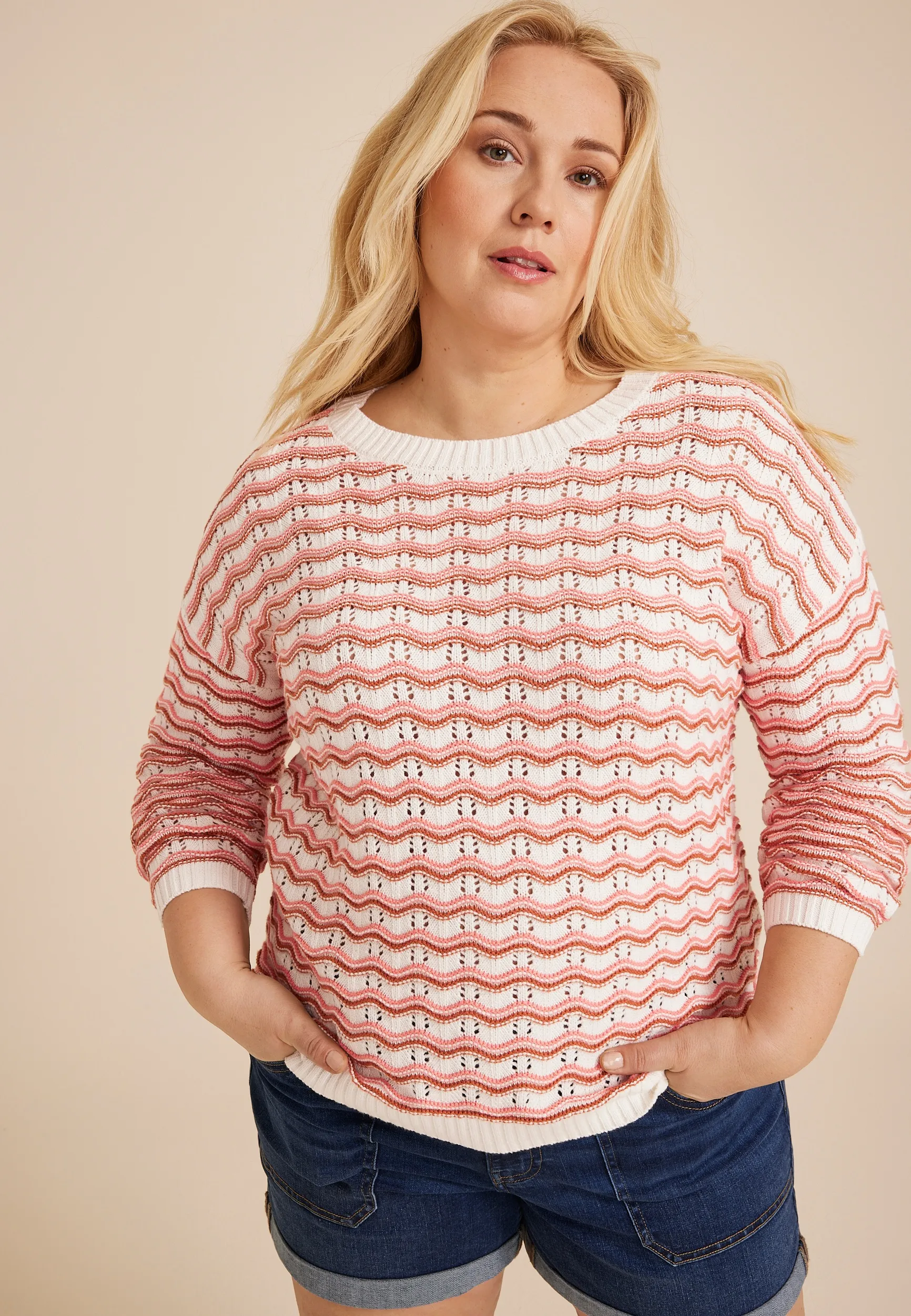 Plus Size Wavy Striped Sweater 1 Plus Size Wavy Striped Sweater