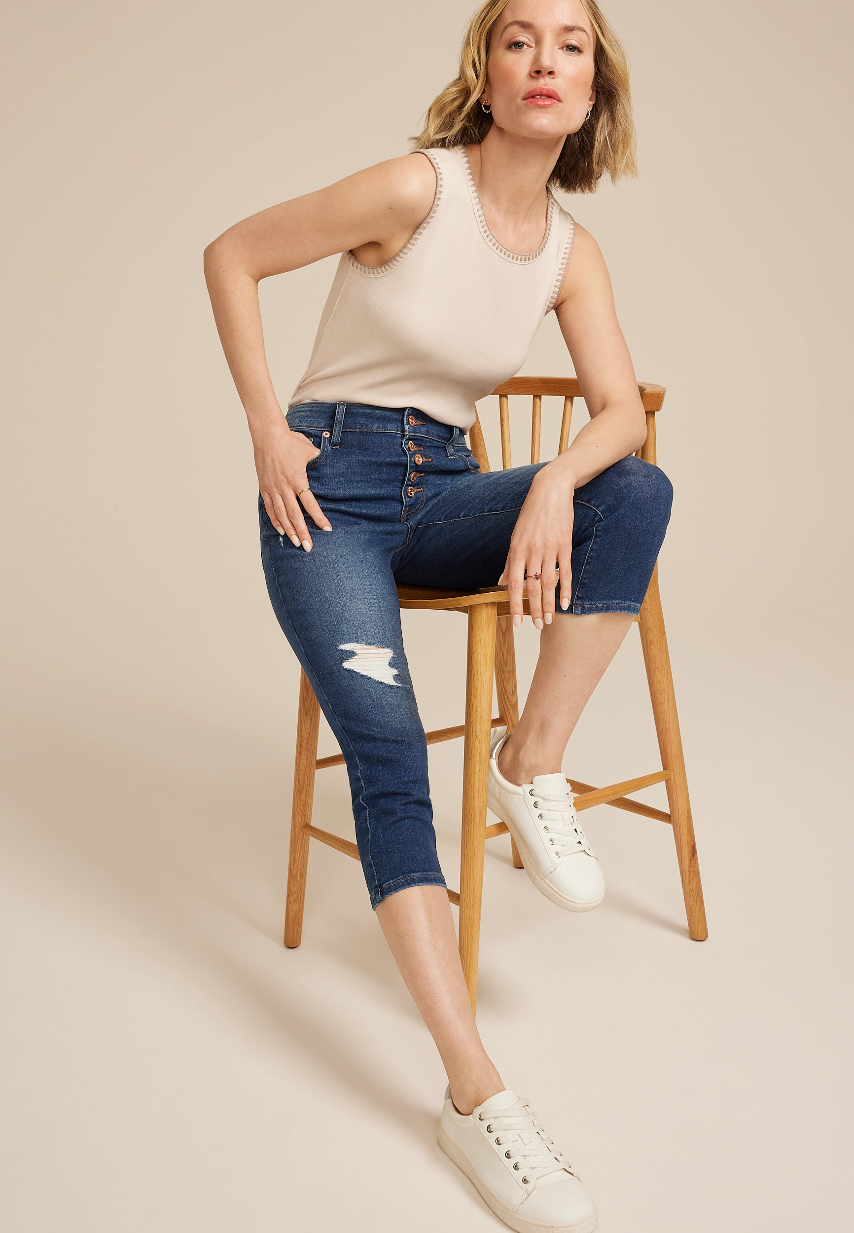 m jeans by maurices鈩?Dark High Rise Button Fly Capri 12 m jeans by maurices鈩?Dark High Rise Button Fly Capri