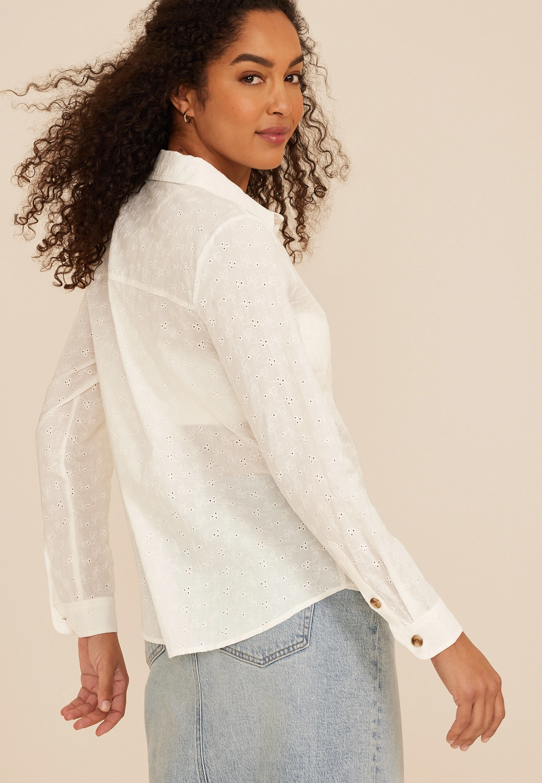 Eyelet Button Down Shirt 11 Eyelet Button Down Shirt
